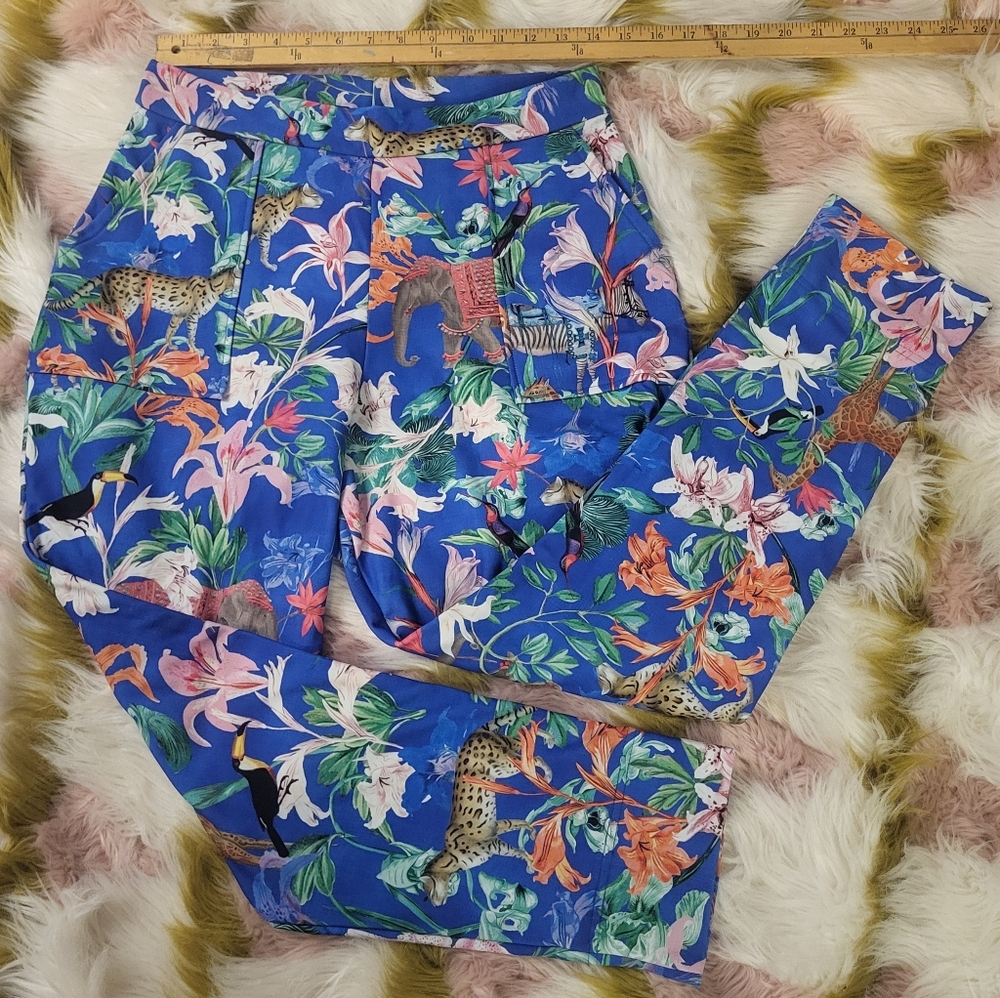 Blackmilk Animal Fleece Lined Pants Zoo elephant zebra cheetah floral